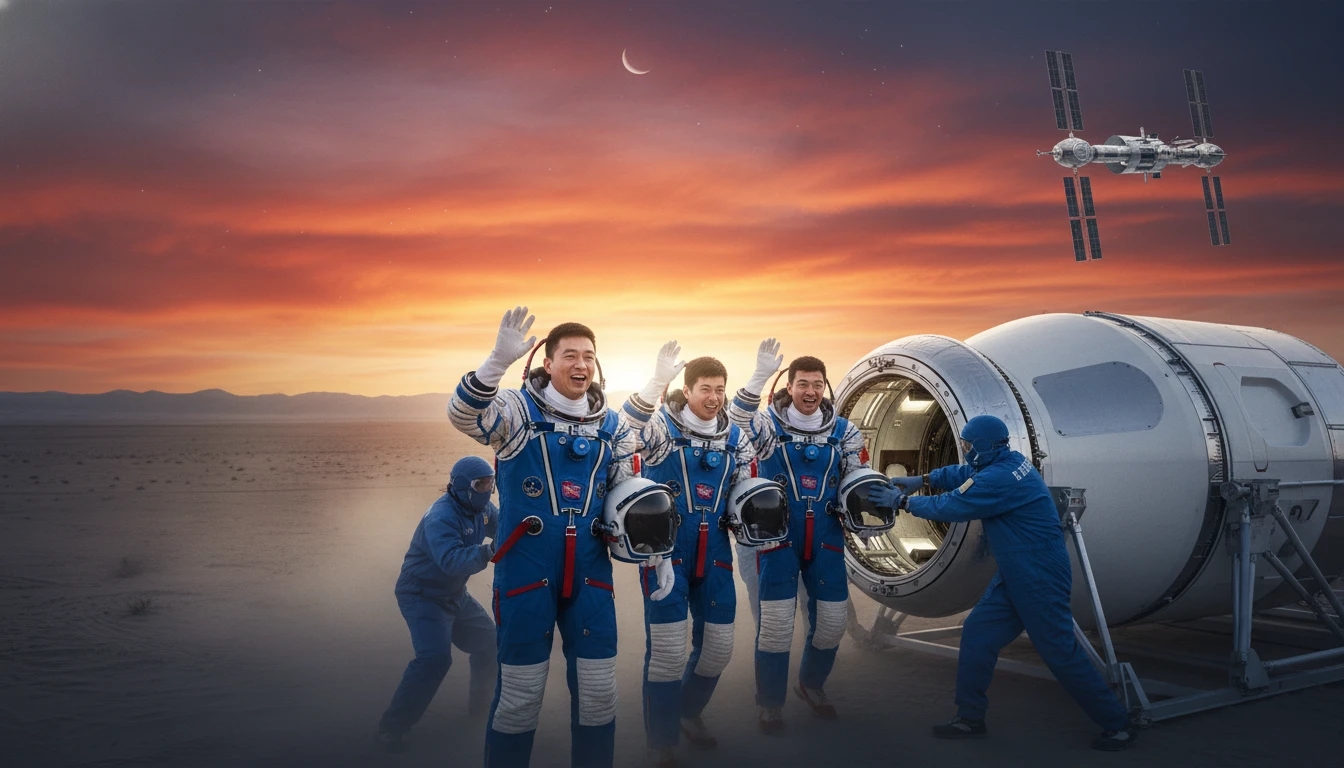 Astronautas chineses retornam à terra após missão de mais de seis meses na estação espacial tiangong