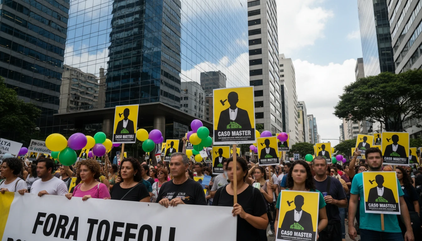 Ministro dias toffoli vira alvo de protesto na faria lima por causa do caso master